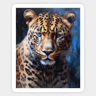 Amazing Zoo Leopard in Hyperrealistic Oil Paint Sticker